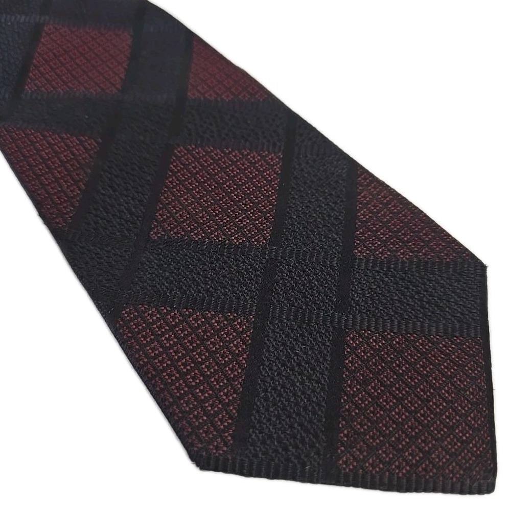 Polo Ralph Lauren Burgundy Black Geometric‎ Diamond Preppy Woven Silk Tie